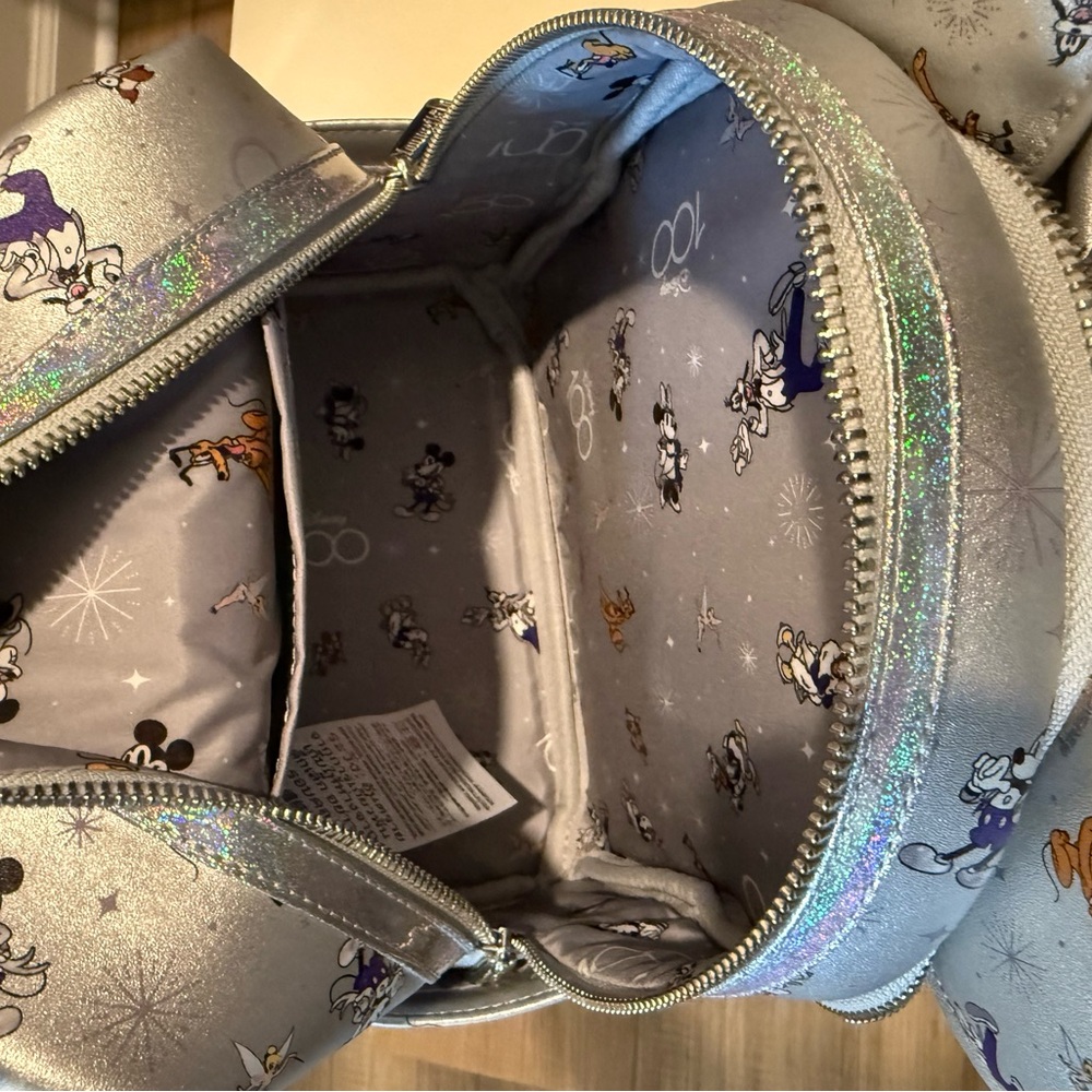 Disney Loungefly 100th Silver Set Backpack and Ears - Picture 8 of 9